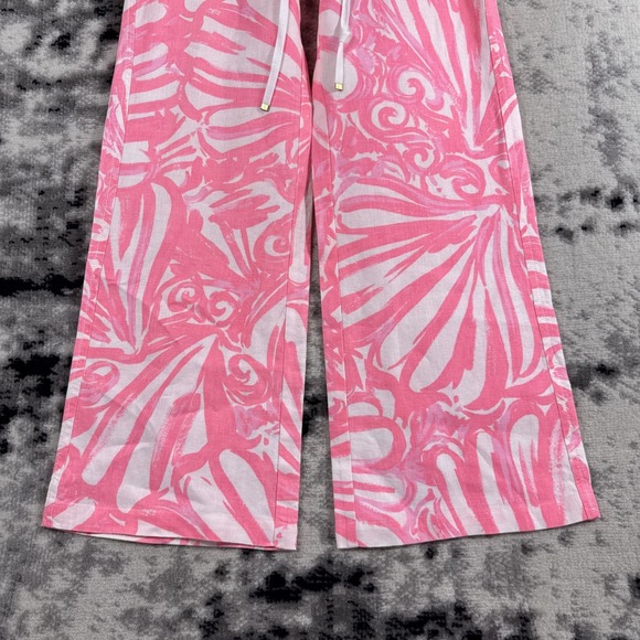 Lilly Pulitzer The Beach Pant Womens Size Small Pink Colorful Hippie Linen‎ - Picture 4 of 16